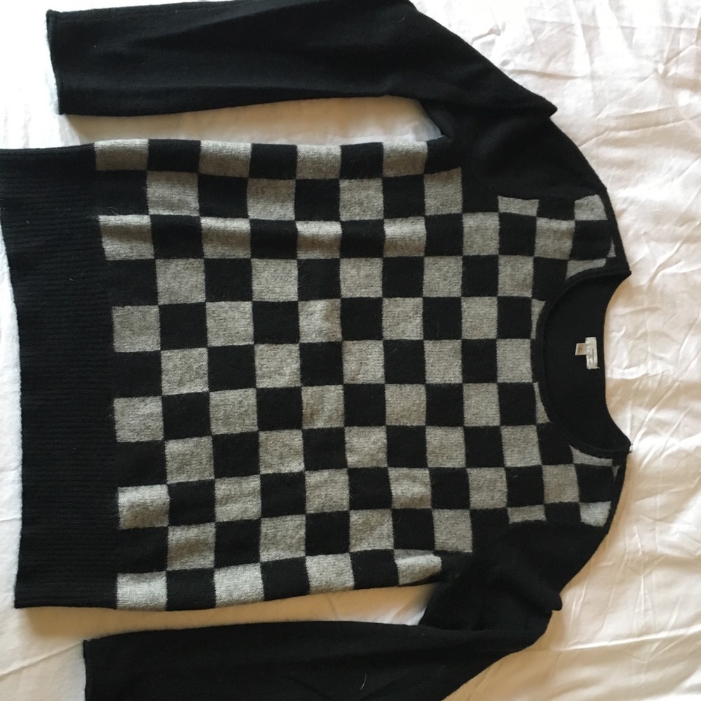 Halogen cashmere checked sweater size M
